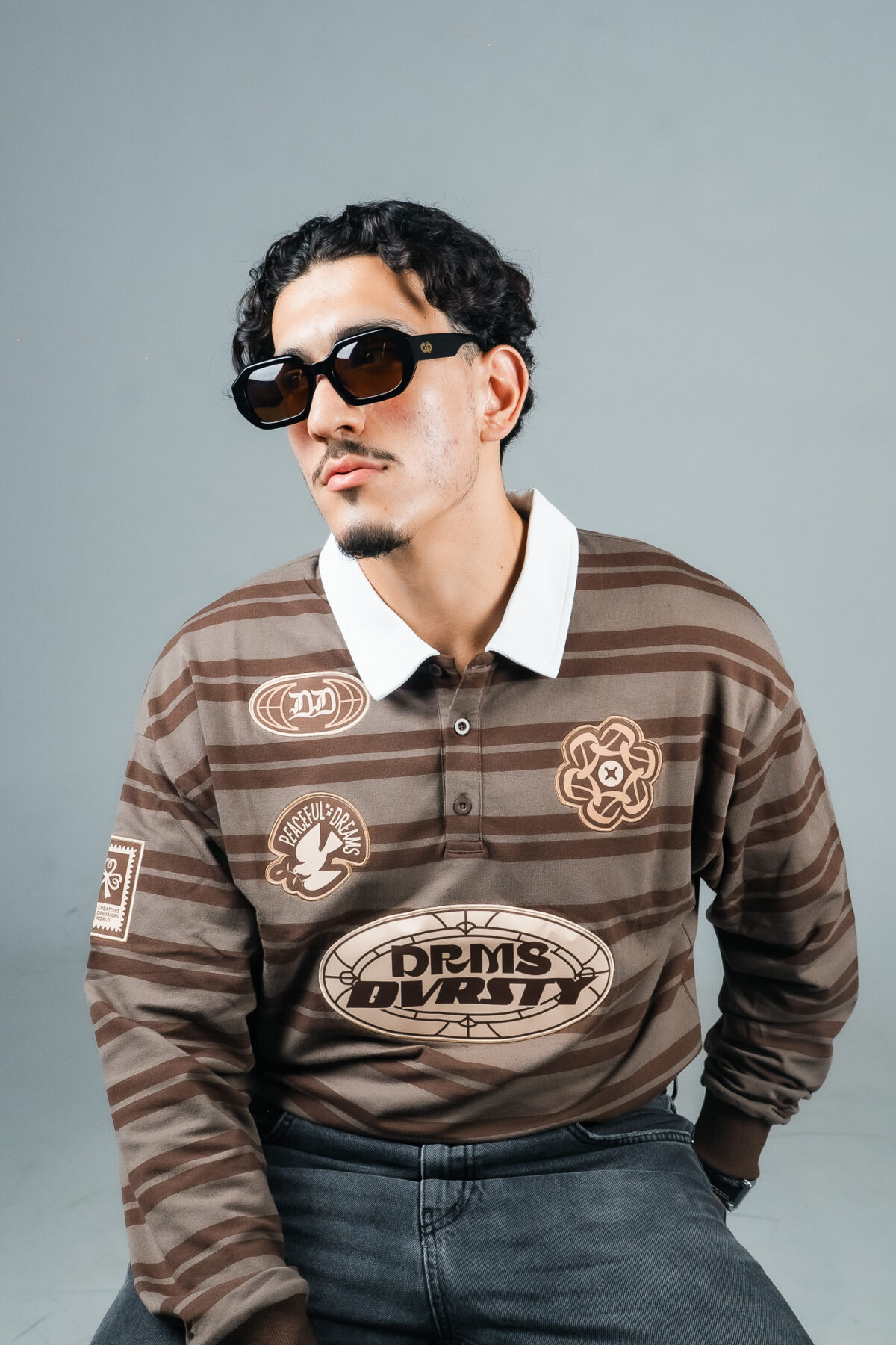 DXD Brown French terry rugby polo